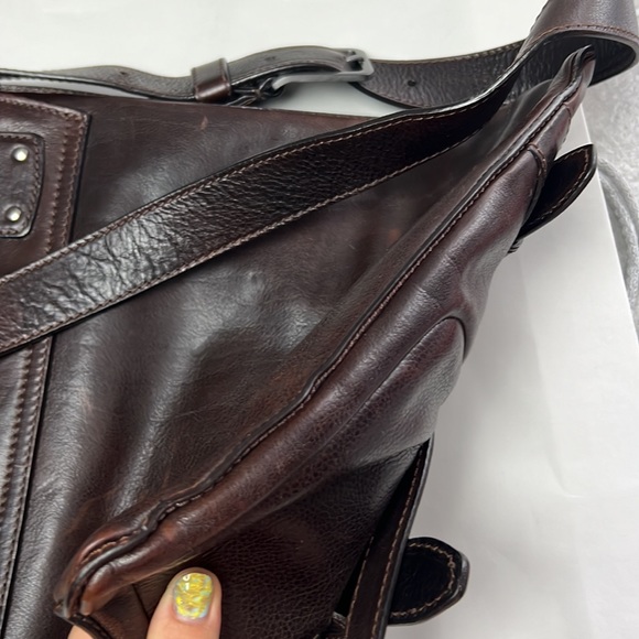 BALLY Leather Flat Messenger Bag Men Unisex Durable Large Dark Brown Auth. - Picture 16 of 17